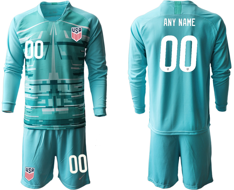 Men 2020-2021 Season National team United States goalkeeper Long sleeve blue customized Soccer Jersey
